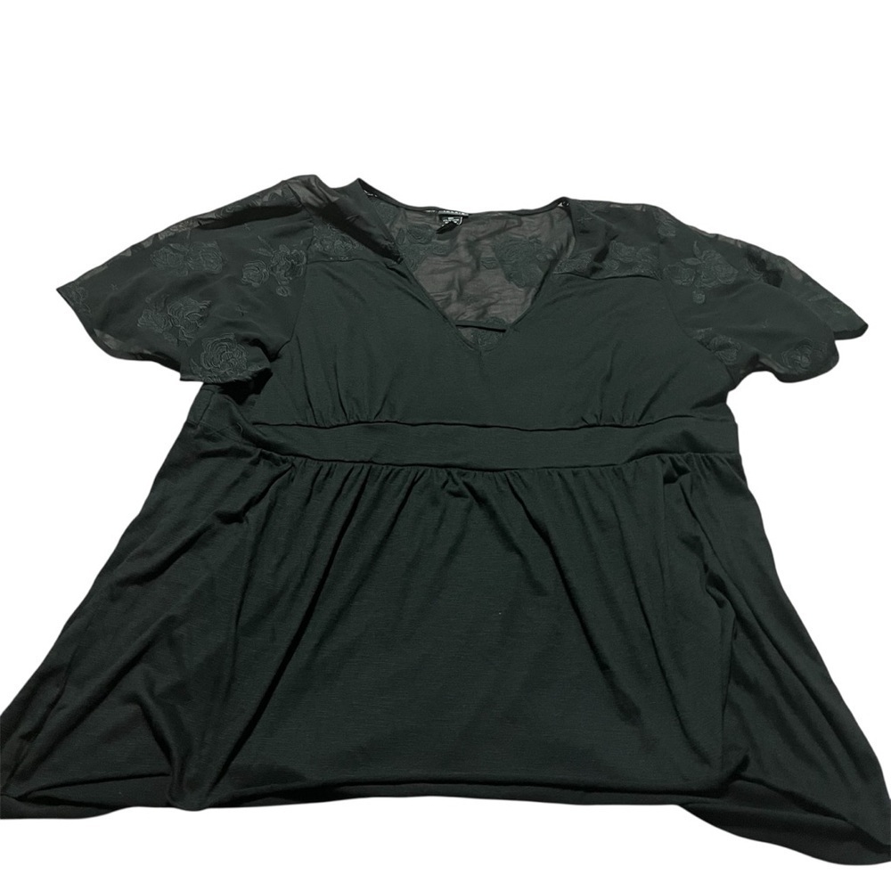 Torrid Black Floral Rose Lace Back Blouse Plus Size 4 formal business Halloween
